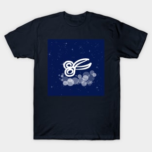 scissors, haircut, hairstyle, hair, atelier, sewing workshop, stylist, technology, light, universe, cosmos, galaxy, shine, concept, illustration T-Shirt